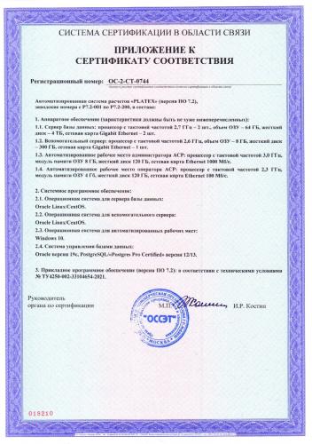 Приложение к сертификату соответствия на АСР Platex® до 2024 года